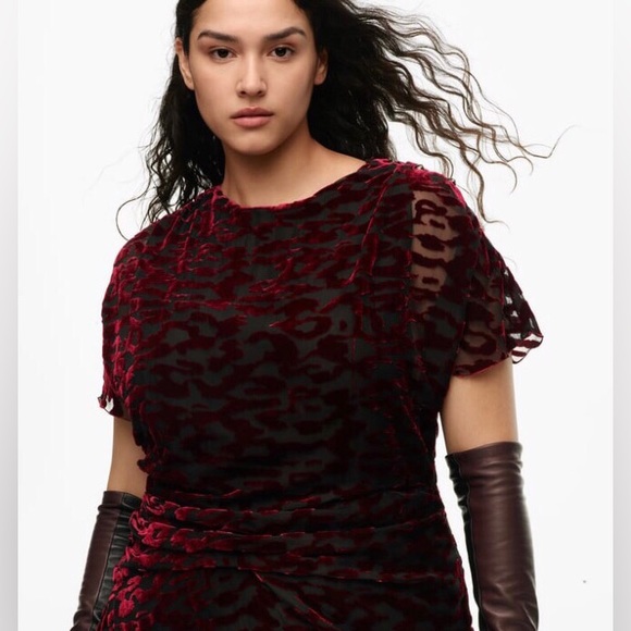 ZARA Velvet Silk Draped Long Dress Limited Edition - Picture 2 of 15